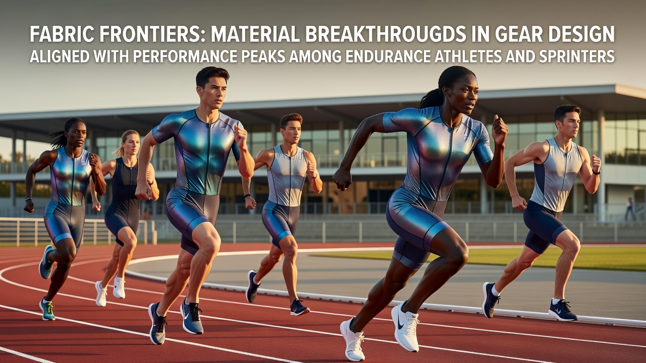Advanced fabric samples used in endurance running apparel displayed alongside sprint gear prototypes