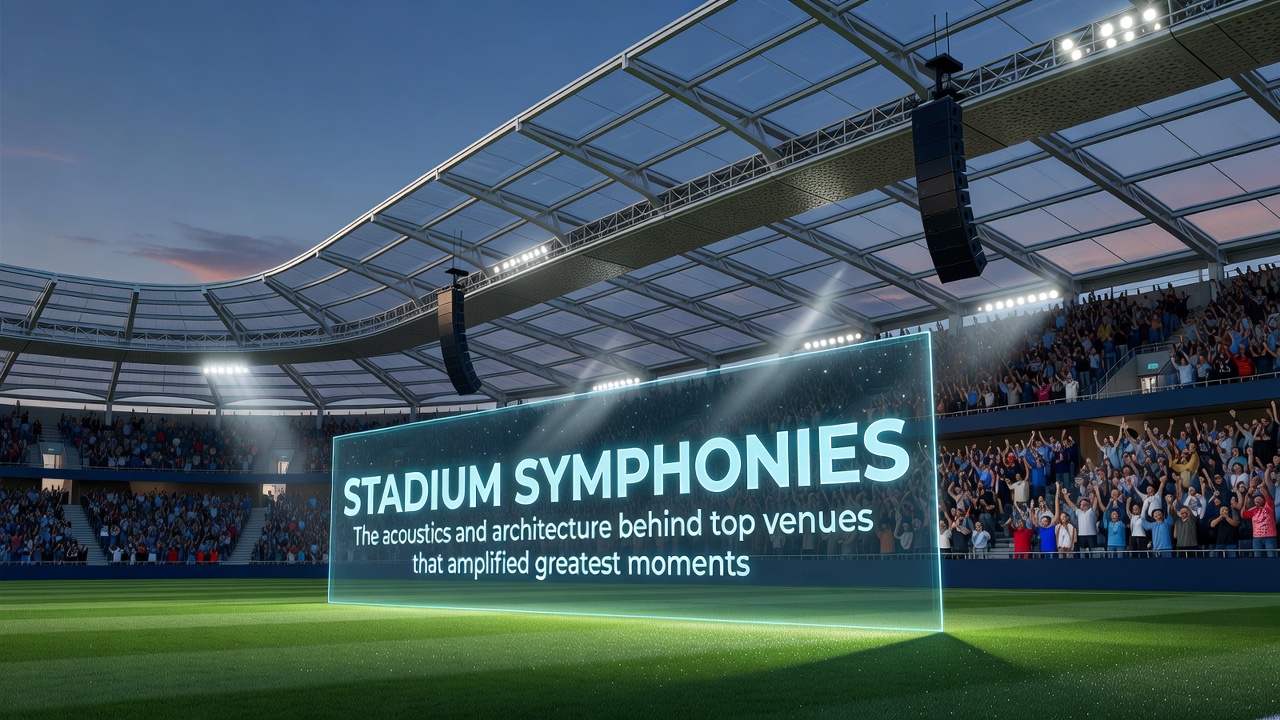 Interior shot of a modern stadium bowl showing tiered seating and roof structure designed for sound distribution