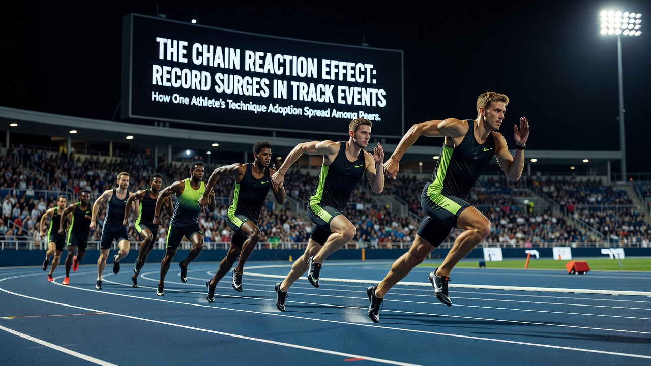 Track athletes demonstrating synchronized sprint technique adjustments during a training session at an elite facility