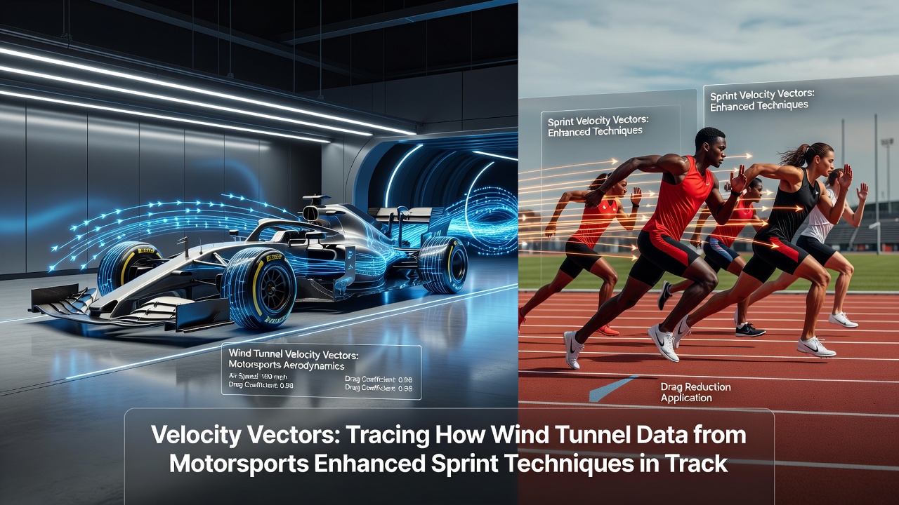 Sprint athlete undergoing aerodynamic assessment using velocity vector mapping from motorsports wind tunnel research